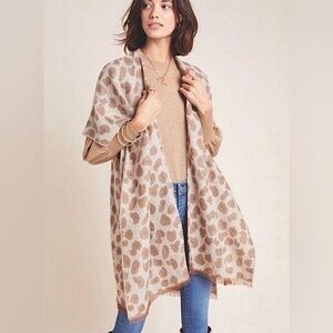 Anthropologie Cozy Holiday Soft Leopard Print Cardigan OS